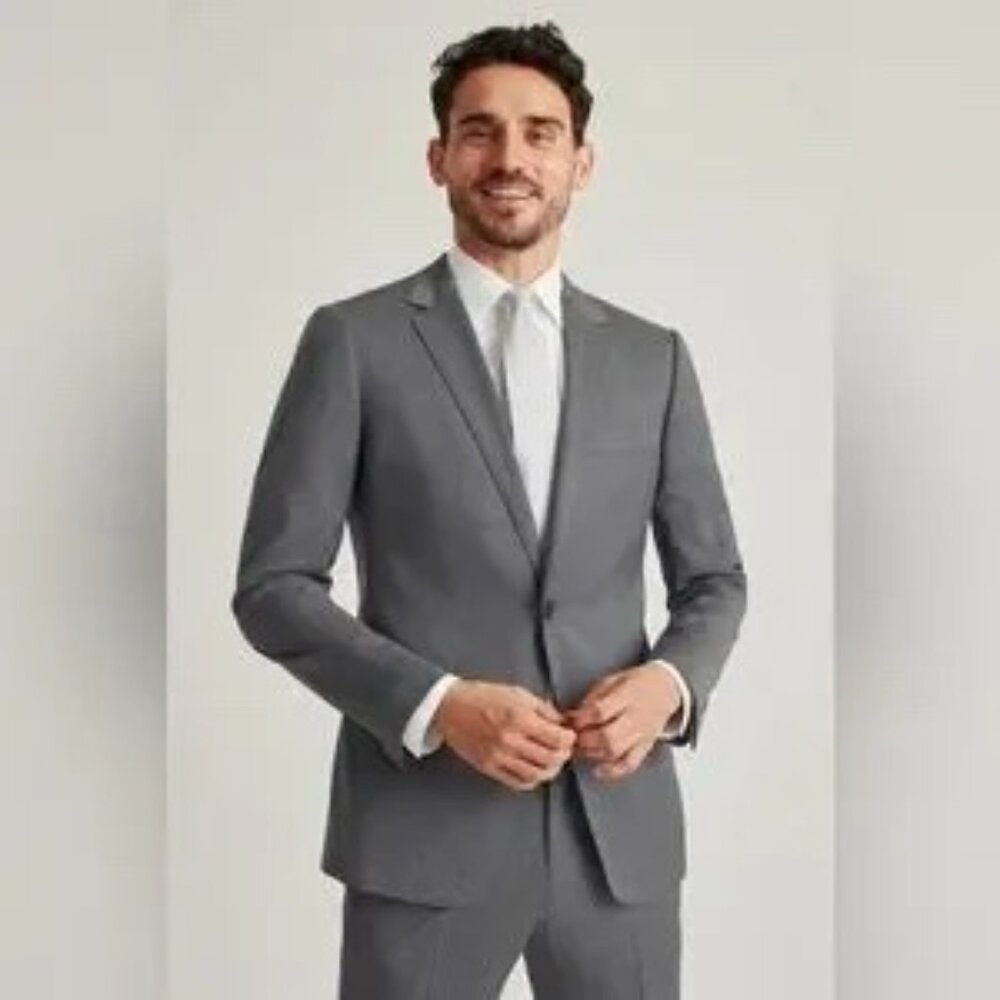 Bonobos Men's Jetsetter Stretch Wool Suit Gray 42R & 33W